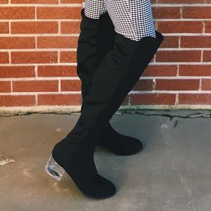 ✨Clear Block Heel OTK Boots✨